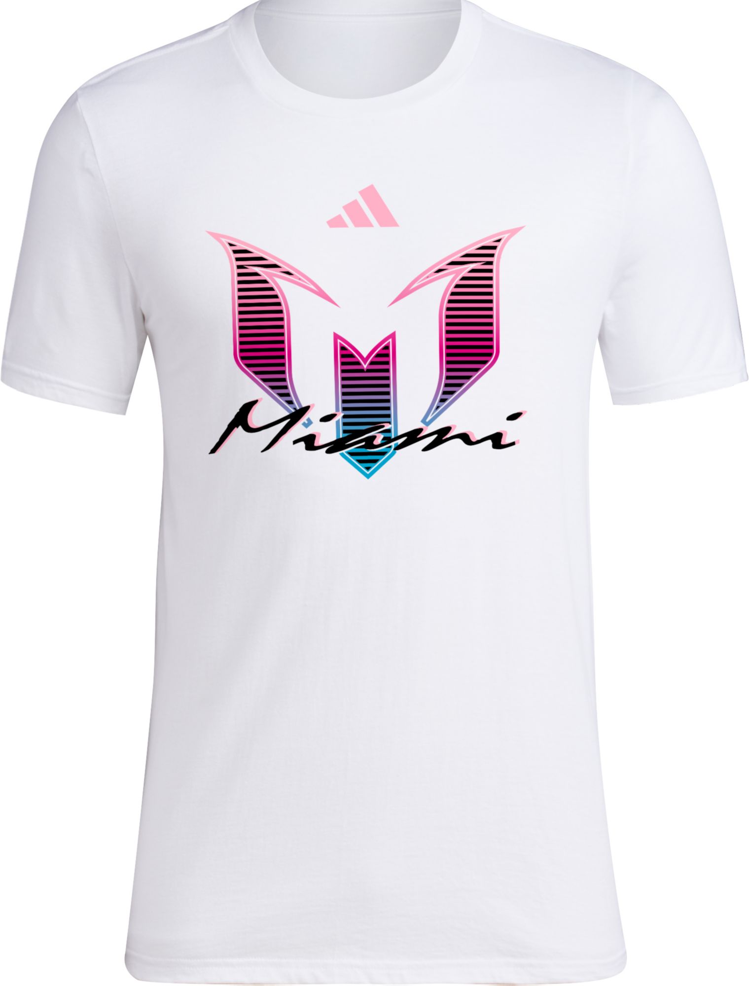 adidas Adult Miami Messi Neon LM #10 White T-Shirt