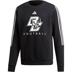adidas Men's Boston College Eagles Black 3-Stripe Crew Pullover Sweatshirt