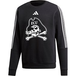 adidas Men's East Carolina Pirates Black 3-Stripe Crew Pullover Sweatshirt
