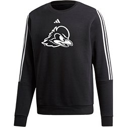 adidas Men's Delaware Fightin' Blue Hens Black 3-Stripe Crew Pullover Sweatshirt