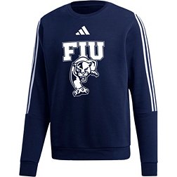 adidas Men's FIU Golden Panthers Blue 3-Stripe Crew Pullover Sweatshirt