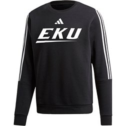 adidas Men's Eastern Kentucky Colonels Black 3-Stripe Crew Pullover Sweatshirt