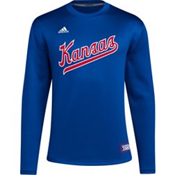 adidas Men's Kansas Jayhawks Blue Reverse Retro Crew Pullover Sweatshirt