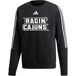 adidas Men's Louisiana-Lafayette Ragin' Cajuns Black 3-Stripe Crew Pullover Sweatshirt