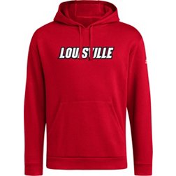 adidas Men's Louisville Cardinals Cardinal Red Wordmark Pullover Fleece Hoodie