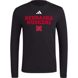 adidas Men's Nebraska Cornhuskers Black Wordmark Long Sleeve T-Shirt