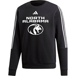adidas Men's North Alabama  Lions Black 3-Stripe Crew Pullover Sweatshirt