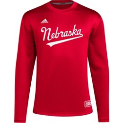 adidas Men's Nebraska Cornhuskers Medium Red Reverse Retro Crew Pullover Sweatshirt