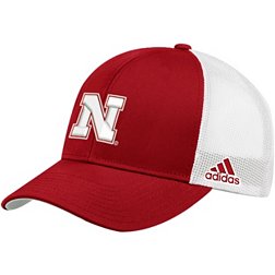 adidas Men's Nebraska Cornhuskers Scarlet Structured Adjustable Trucker Hat