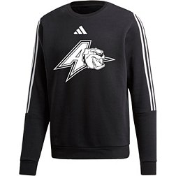 adidas Men's UNC Asheville Bulldogs Black 3-Stripe Crew Pullover Sweatshirt