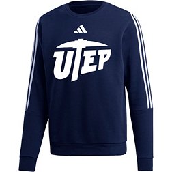 adidas Men's UTEP Miners Navy 3-Stripe Crew Pullover Sweatshirt