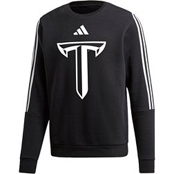 adidas Men's Troy Trojans Black 3-Stripe Crew Pullover Sweatshirt
