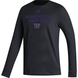 adidas Men's Washington Huskies Black Wordmark Long Sleeve T-Shirt