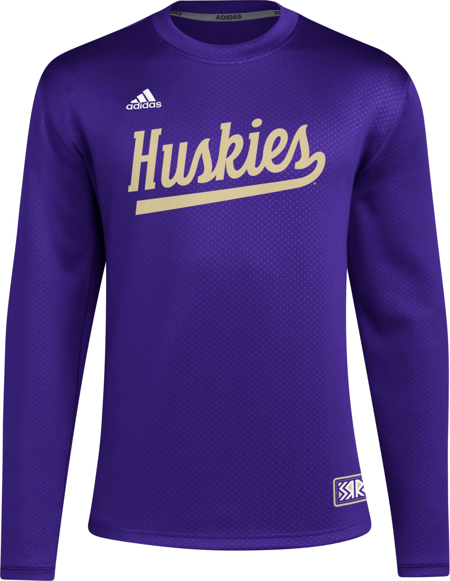 adidas Men's Washington Huskies Dark Purple Retro Script Crew Pullover Sweatshirt