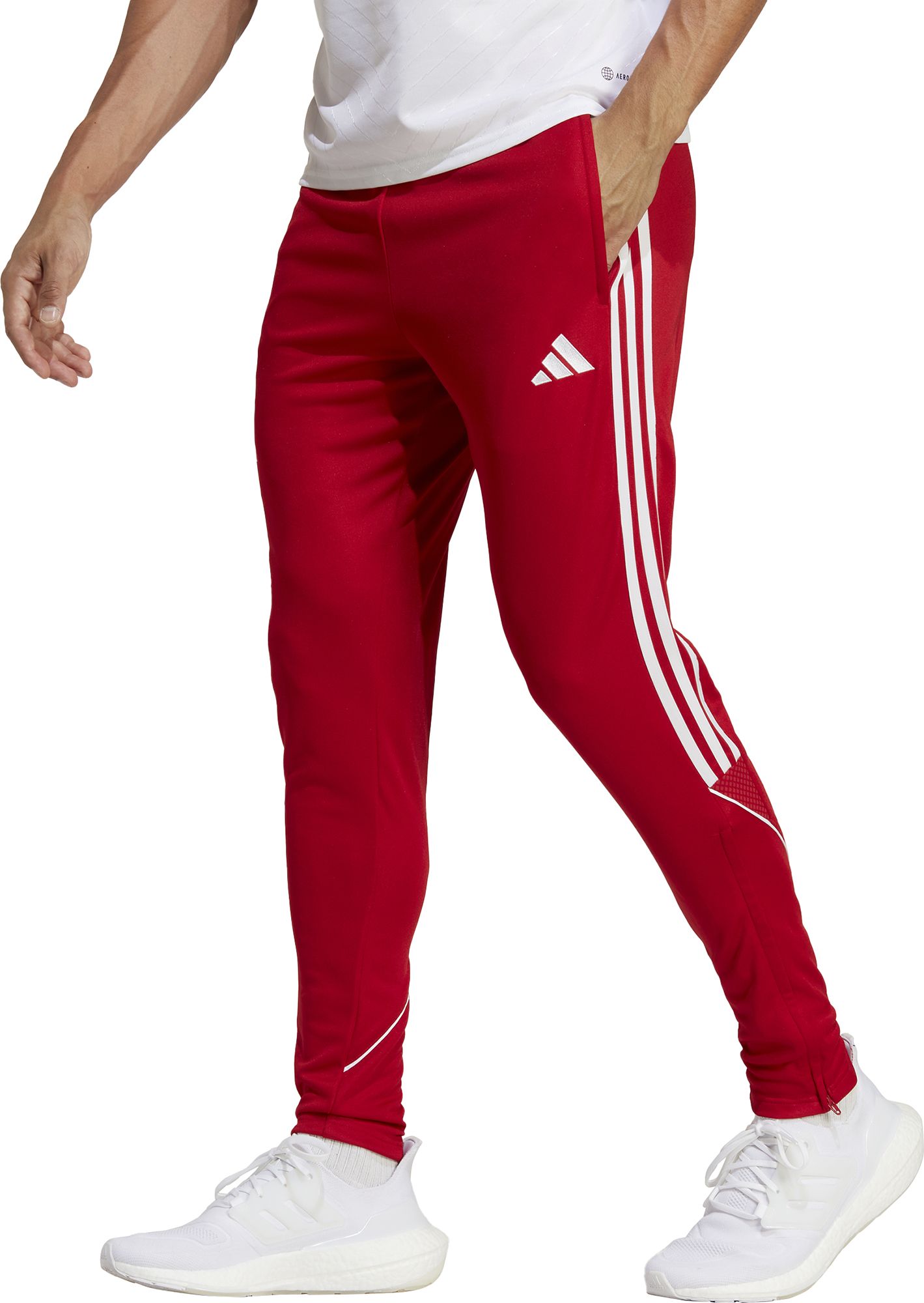red and white adidas joggers