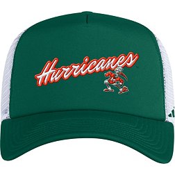 adidas Men's Miami Hurricanes Green Foam Trucker Hat