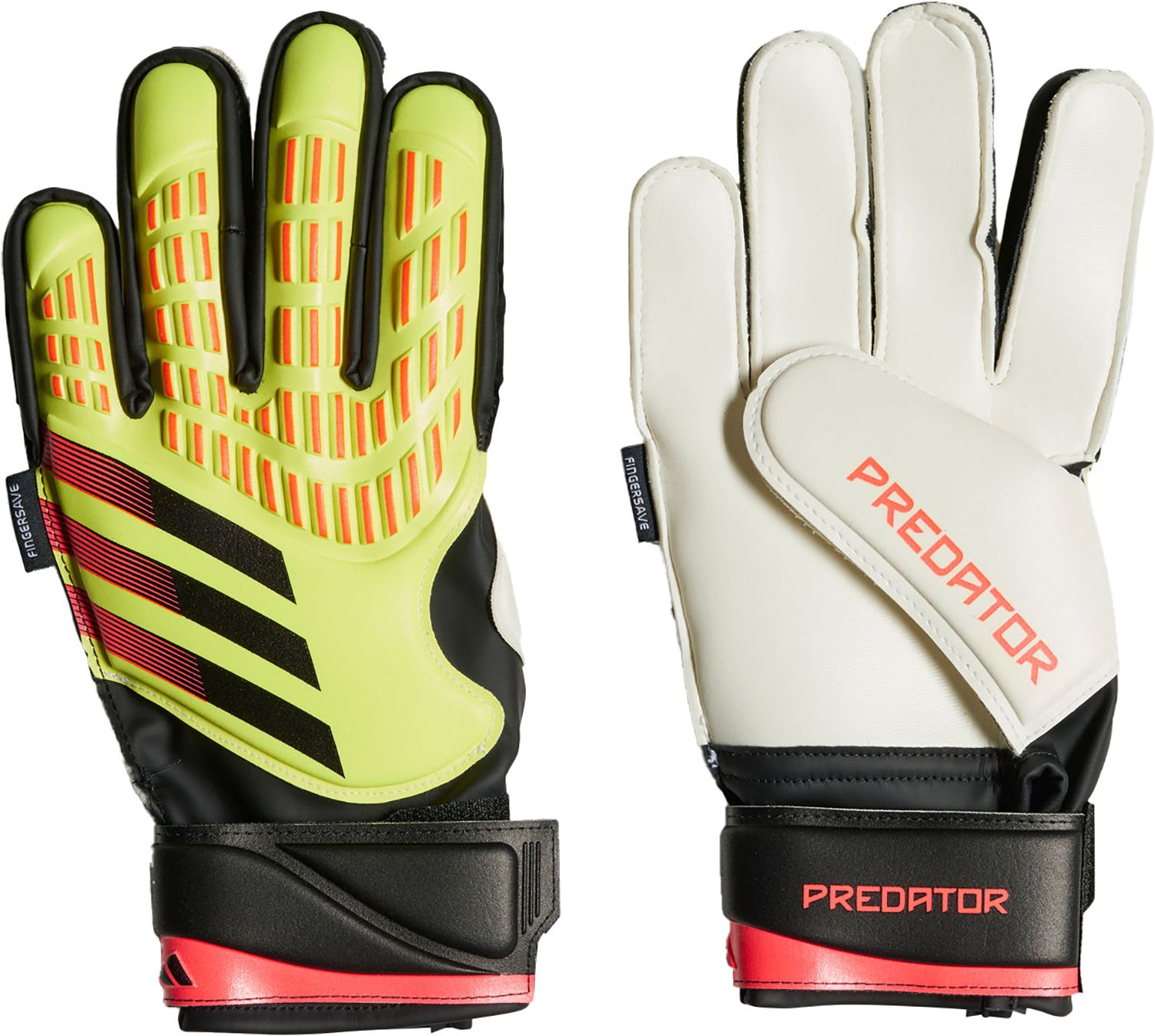 adidas Youth Predator Match Fingersave Goalkeeper Gloves - Yellow