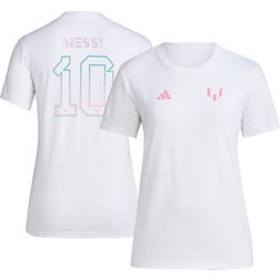 adidas Women's Miami Messi LM #10 White Name and Number T-Shirt