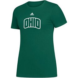 adidas Women's Ohio Bobcats Green Amplifier Wordmark T-Shirt