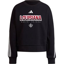 adidas Women's Louisiana-Lafayette Ragin' Cajuns Black 3-Stripe Crew Pullover Sweatshirt