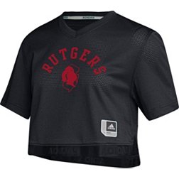 adidas Women's Rutgers Scarlet Knights Black Cropped Football Jersey