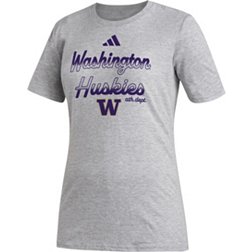 adidas Women's Washington Huskies Grey Outline T-Shirt