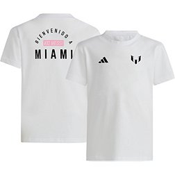 adidas Youth Inter Miami CF Messi #10 Bienvenido White T-Shirt