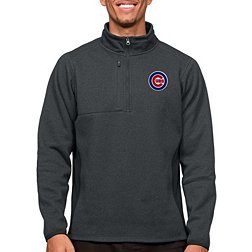 Antigua Men's Chicago Cubs Charcoal 1/4 Zip Course Pullover