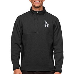 Antigua Men's Los Angeles Dodgers Black 1/4 Zip Course Pullover