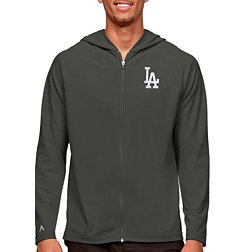 Antigua Men's Los Angeles Dodgers Gray Legacy Full Zip Hoodie