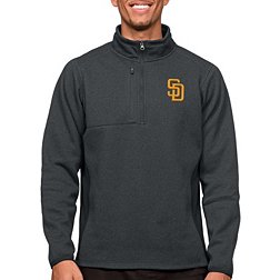 Antigua Men's San Diego Padres Charcoal 1/4 Zip Course Pullover