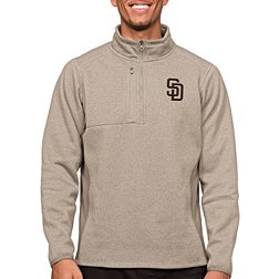 Antigua Men's San Diego Padres Oatmeal 1/4 Zip Course Pullover