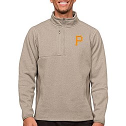 Antigua Men's Pittsburgh Pirates Oatmeal 1/4 Zip Course Pullover