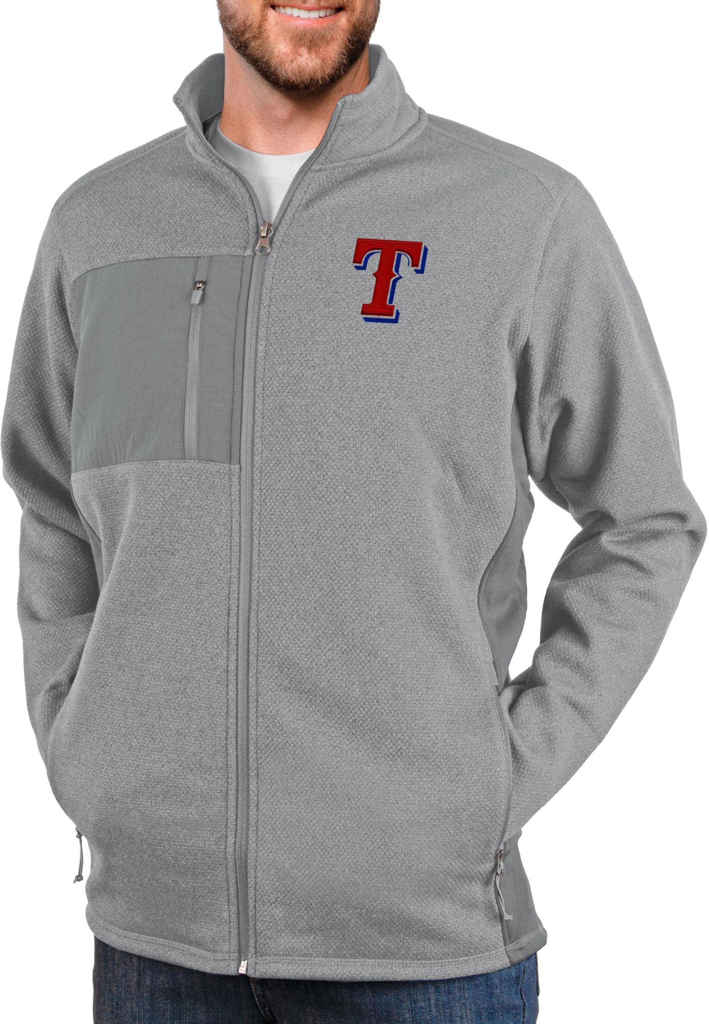 Antigua Men's Texas Rangers Gray Course Jacket