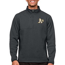 Antigua Men's Oakland Athletics Charcoal 1/4 Zip Course Pullover