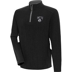 Antigua Men's Brooklyn Nets Phenom 1/4 Zip Black Sweater