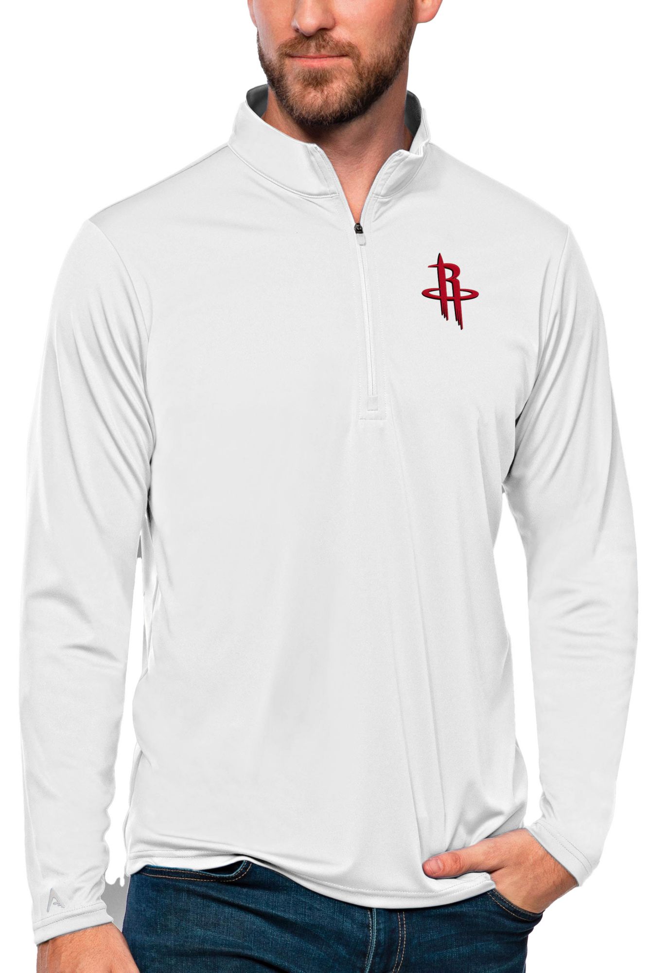 Antigua Men's Houston Rockets Tribute White Pullover Sweater