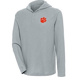 Antigua Men's Clemson Tigers Grey Strong Hold Hooded Henley