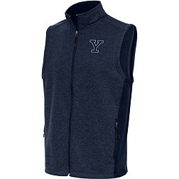 Antigua Men's Yale Bulldogs Navy Heather Course Full-Zip Vest