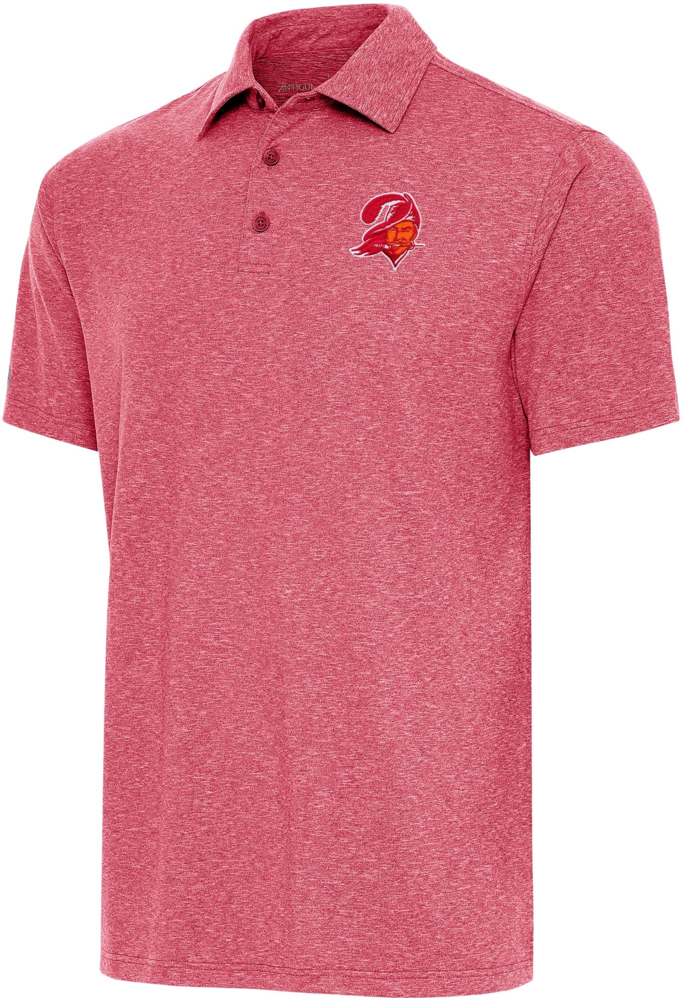 Antigua Men's Tampa Bay Buccaneers Par 3 Dark Red Heather Throwback Polo