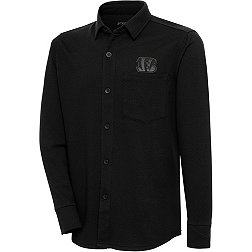 Antigua Men's Cincinnati Bengals Steamer Black Button-Up Long Sleeve Shirt