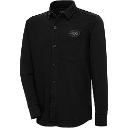 Antigua Men's New York Jets Steamer Black Button-Up Long Sleeve Shirt