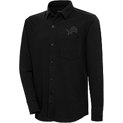 Antigua Men's Detroit Lions Steamer Black Button-Up Long Sleeve Shirt