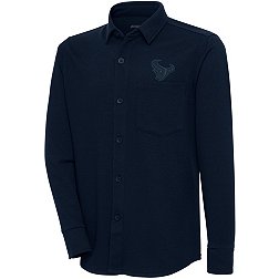 Antigua Men's Houston Texans Steamer Navy Button-Up Long Sleeve Shirt