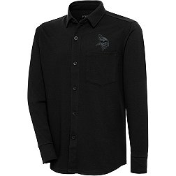 Antigua Men's Minnesota Vikings Steamer Black Button-Up Long Sleeve Shirt