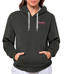 Antigua Women's Atlanta Braves Charcoal Victory Hooded Pullover