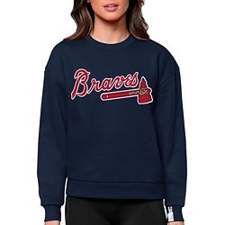 Atlanta Braves Antigua Reward Crewneck Pullover Sweatshirt - Oatmeal