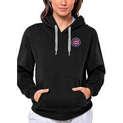 Antigua Women's Chicago Cubs Black Victory Hooded Pullover