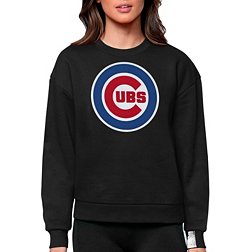 Antigua Women's Chicago Cubs Black Victory Crew Pullover
