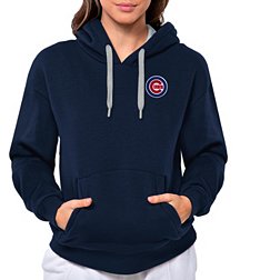 Antigua Women's Chicago Cubs Navy Victory Hooded Pullover